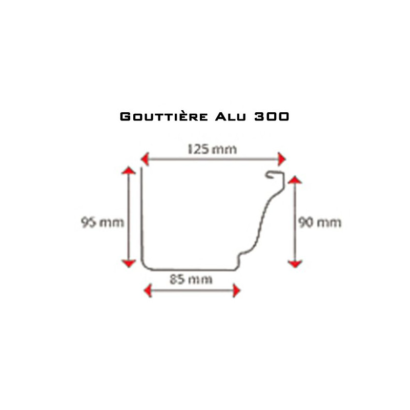 Gouttière aluminium gris - 2 mètres