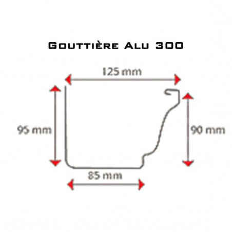 Gouttière aluminium gris - 2 mètres