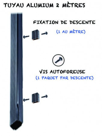 Tuyau de descente aluminium sable - 2 mètres Tuyau de descente aluminium sable - 2 mètres