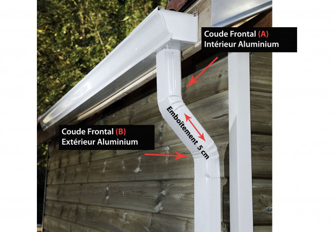 Coude frontal (B) extérieur aluminium noir Coude frontal (B) extérieur aluminium noir