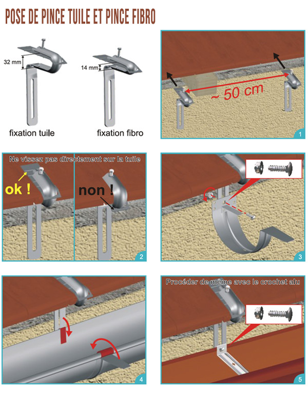 Fixation tuile acier galva brut
