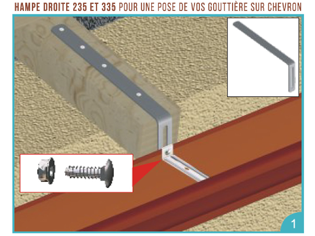 Hampe droite cuivre 335 mm
