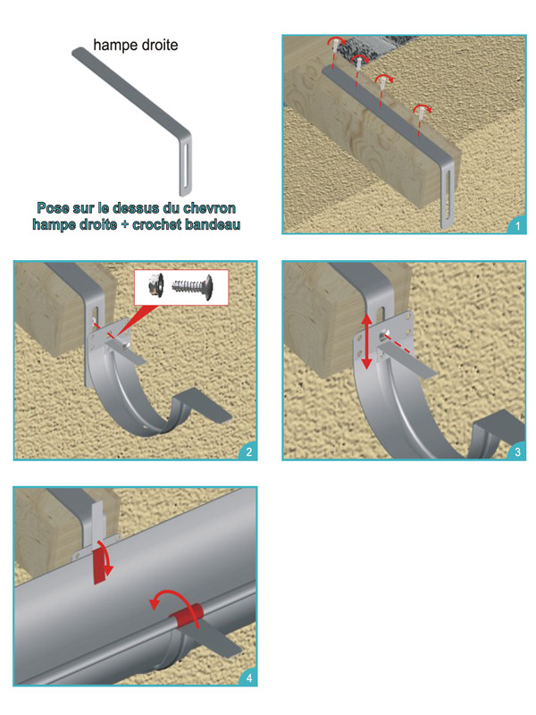 Hampe droite acier galva 335 mm 