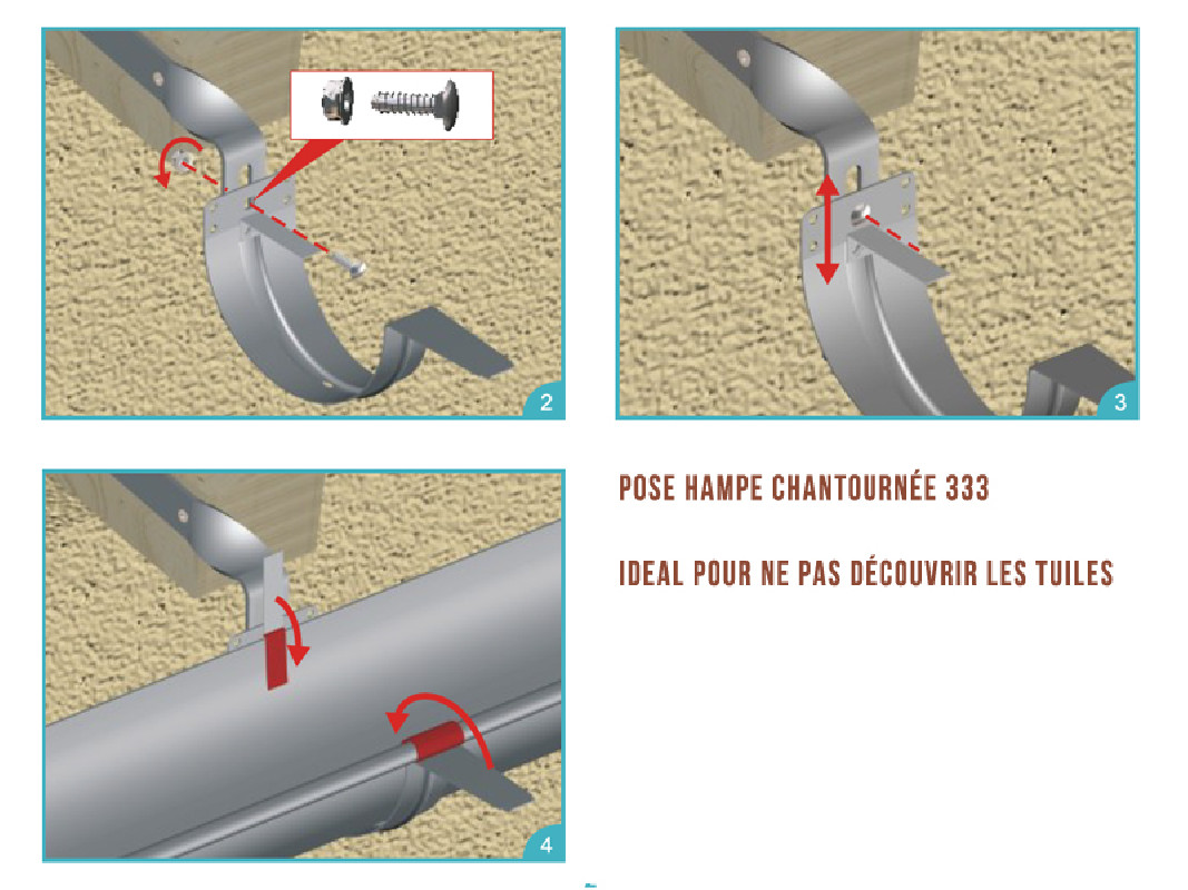 Hampe chantournée cuivre 335 mm