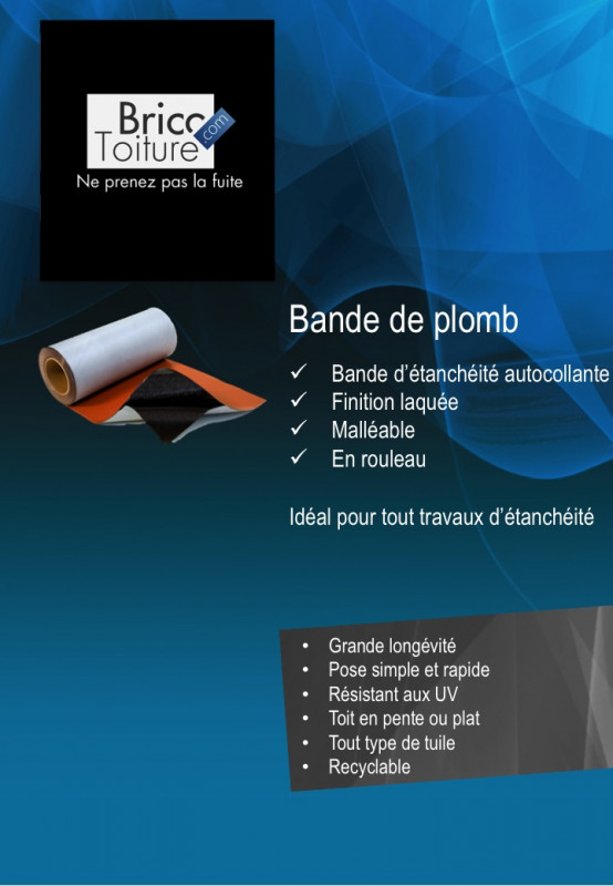 Bande plomb flexible autocollante 5000*300 mm gris ardoise RAL 7021