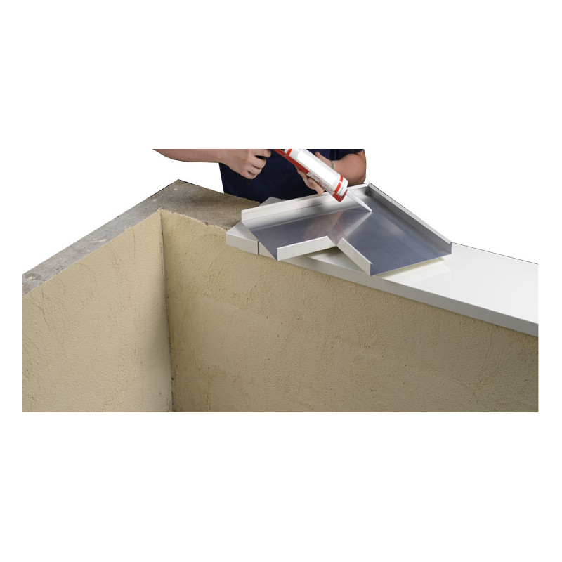 Angle couvertine aluminium 1 mm sable 1015 à 90° pour muret ou toit terrasse