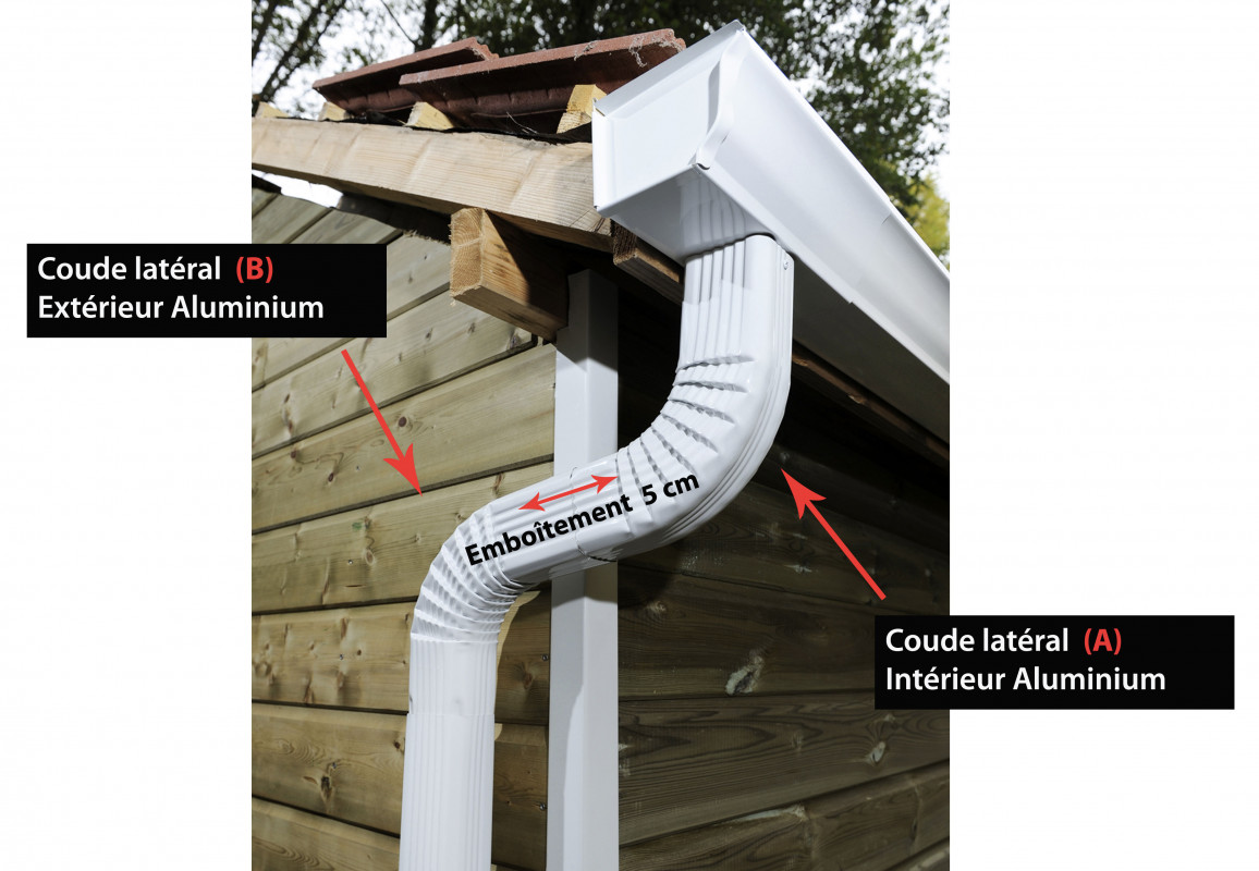 Coude latéral (A) intérieur 72 ° aluminium LISSE blanc 60X80