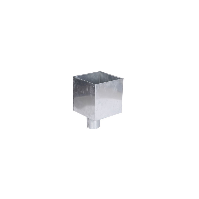 Boîte à eau zinc 200 X 200  sortie cylindrique D80 
