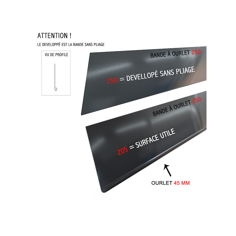 Bande à ourlet ALUMINIUM GRIS ARDOISE - 2M