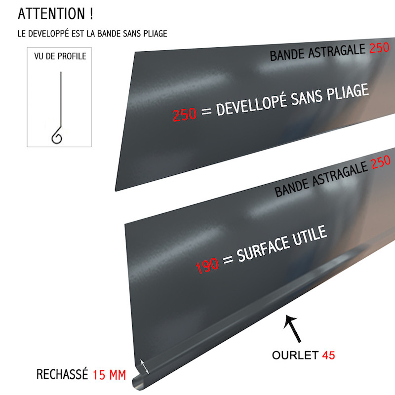 Bande de rive astragale ALUMINIUM GRIS METAL - 2M