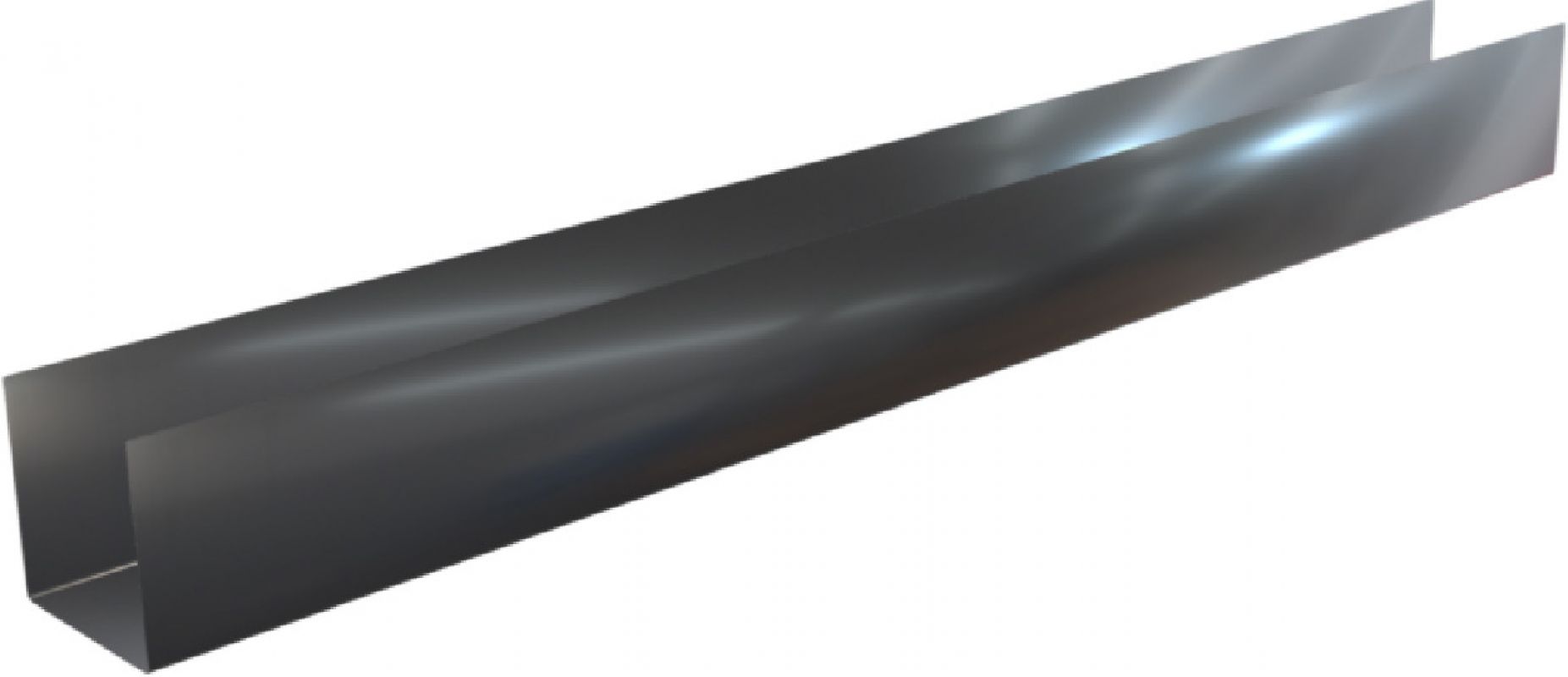 Pliage U aluminium Noir RAL 9005 (1 mm) - Longueur 2 mètres - A: 20 mm - B: 90 mm - C: 20 mm