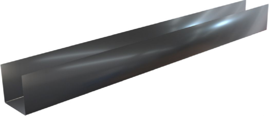 Pliage U aluminium Noir RAL 9005 (1 mm) - Longueur 2 mètres - A: 15 mm - B: 70 mm -C: 25 mm