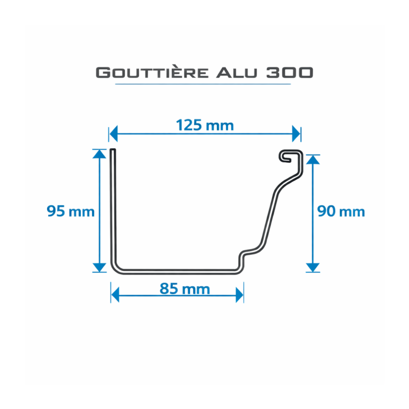 Gouttière Aluminium Gris Ardoise G300 - 3 mètres