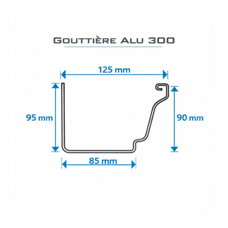 Gouttière Aluminium gris métal G300 - 1 mètre