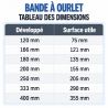 Tableau des dimensions bande à ourlet Aluminium - toutes les mesures