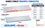Bande à ourlet Aluminium - structure pliée et déployée 45mm