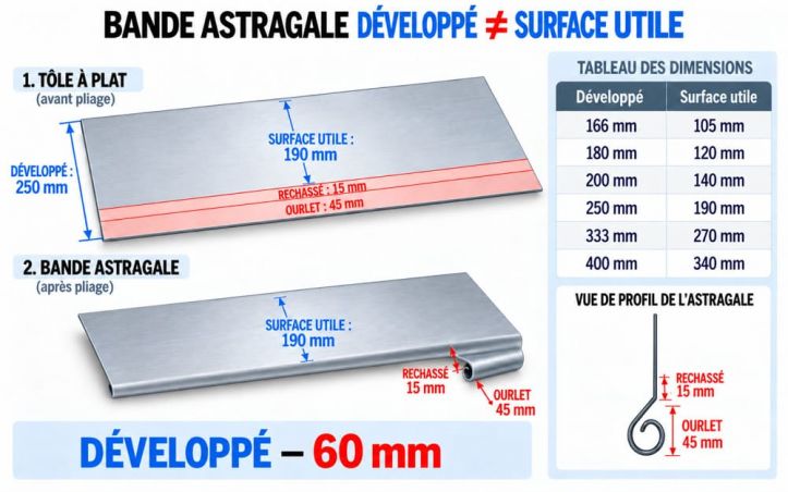Bande de rive astragale ALUMINIUM GRIS ARDOISE - 2M